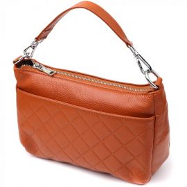 Купить Женская сумка из натуральной кожи с двумя ремешками Vintage 22929 Рыжий, фото , характеристики, отзывы