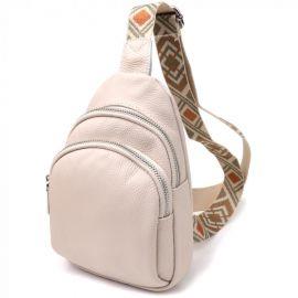 Купить Сумка-слинг из натуральной кожи для женщин Vintage 22936 Белый, фото , характеристики, отзывы