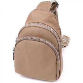 Купить Слинг сумка из натуральной кожи для женщин Vintage 22939 Бежевый, фото , характеристики, отзывы