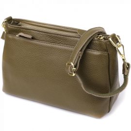 Купить Кожаная сумка с плотным дном для женщин Vintage 22984 Оливковый, фото , характеристики, отзывы