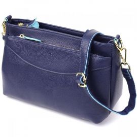 Купить Женская кожаная сумка с жестким дном Vintage 22986 Синий, фото , характеристики, отзывы