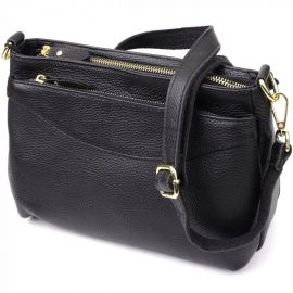 Купить Классическая женская сумка с жестким дном из натуральной кожи Vintage 22987 Черный, фото , характеристики, отзывы