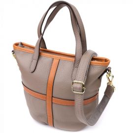 Купить Вместительная сумка из натуральной кожи для женщин Vintage 22998 Серый, фото , характеристики, отзывы