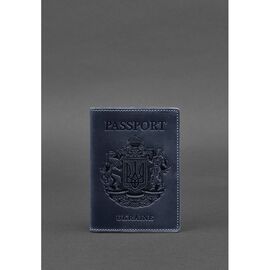 Купить - Кожаная обложка для паспорта с украинским гербом синяя, фото , характеристики, отзывы