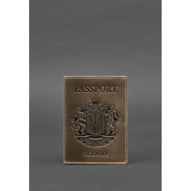 Купить - Кожаная обложка для паспорта с украинским гербом темно-коричневая, фото , характеристики, отзывы