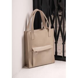 Придбати Кожаная женская сумка шоппер Бэтси с карманом светло-бежевая Краст, image , характеристики, відгуки