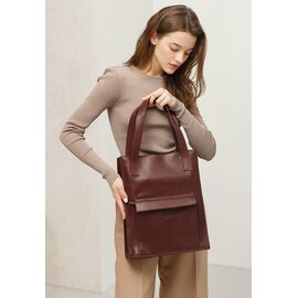 Придбати Шкіряна жіноча сумка шоппер Бетсі з кишенею бордова Краст, image , характеристики, відгуки
