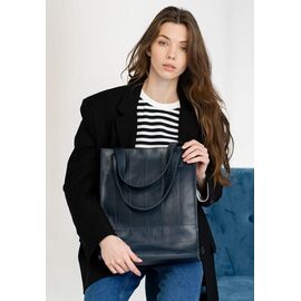 Придбати Шкіряна жіноча сумка шоппер Бетсі темно-синій краст, image , характеристики, відгуки
