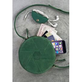 Придбати Шкіряна кругла жіноча сумка Бон-Бон зелена Crazy Horse, image , характеристики, відгуки