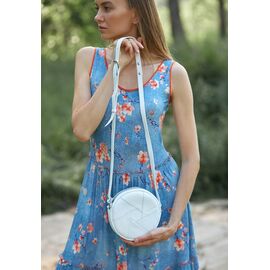 Придбати Шкіряна кругла жіноча сумка Бон-Бон біла, image , характеристики, відгуки