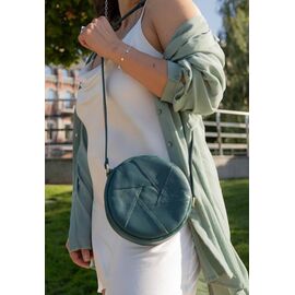 Придбати Шкіряна кругла жіноча сумка Бон-Бон зелена, image , характеристики, відгуки