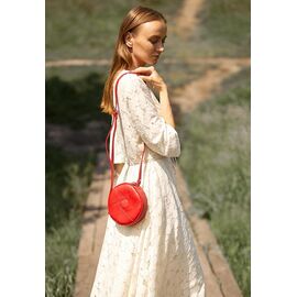 Придбати Шкіряна кругла жіноча сумка Бон-Бон червона, image , характеристики, відгуки