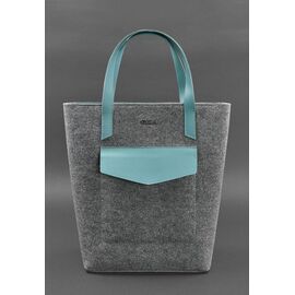 Придбати Фетрова жіноча сумка Шоппер D.D. з шкіряними бірюзовими вставками, image , характеристики, відгуки