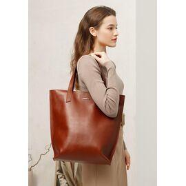 Придбати Шкіряна жіноча сумка шоппер D.D. світло-коричнева, image , характеристики, відгуки