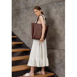 Придбати Шкіряна жіноча сумка шоппер D.D. бордова, image , характеристики, відгуки