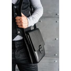 Придбати Чоловіча шкіряна сумка-месенджер Esquire чорна, image , характеристики, відгуки