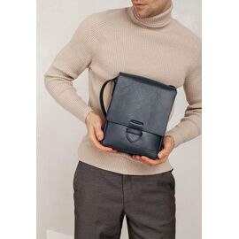 Придбати Чоловіча шкіряна сумка-месенджер Esquire синя, image , характеристики, відгуки
