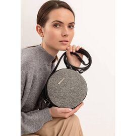 Придбати Кругла фетрова жіноча сумка Tablet з шкіряними чорними вставками, image , характеристики, відгуки
