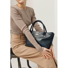 Придбати Жіноча шкіряна сумка Midi темно-синя, image , характеристики, відгуки