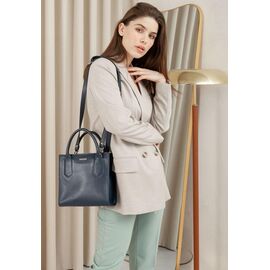 Придбати Шкіряна жіноча сумка-кроссбоді темно-синя, image , характеристики, відгуки
