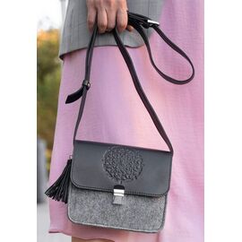 Придбати Фетрова жіноча бохо-сумка Лілу з шкіряними чорними вставками, image , характеристики, відгуки