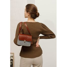 Придбати Фетрова жіноча бохо-сумка Лілу з шкіряними коричневими вставками, image , характеристики, відгуки