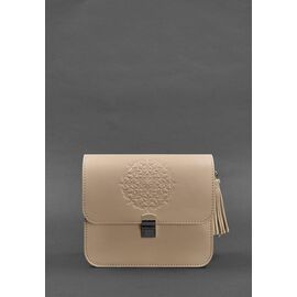 Придбати Кожаная женская бохо-сумка Лилу светло-бежевая краст, image , характеристики, відгуки