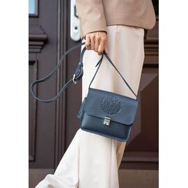 Придбати Шкіряна жіноча бохо-сумка Лілу темно-синя, image , характеристики, відгуки