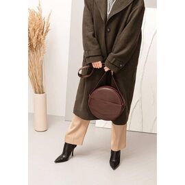 Придбати Шкіряна жіноча кругла сумка-рюкзак Maxi бордова, image , характеристики, відгуки