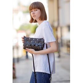 Купить Кожаная плетеная женская сумка Пазл S черная Krast, фото , характеристики, отзывы