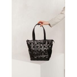Придбати Шкіряна плетена жіноча сумка Пазл L вугільно-чорна, image , характеристики, відгуки