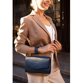 Придбати Шкіряна жіноча сумка Еліс темно-синя, image , характеристики, відгуки