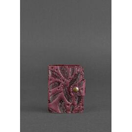 Купить Женский кожаный кард-кейс 7.1 (Книжечка) бордовый с перьями, фото , характеристики, отзывы