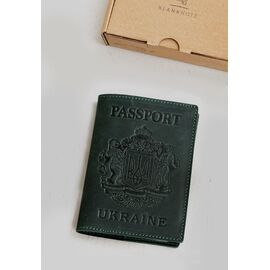Придбати Шкіряна обкладинка для паспорта з українським гербом зелена, image , характеристики, відгуки