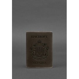 Придбати Шкіряна обкладинка для паспорта з українським гербом темно-коричнева, image , характеристики, відгуки