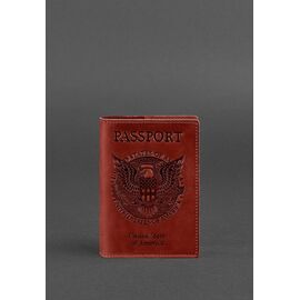 Придбати Шкіряна обкладинка для паспорта коралова з американським гербом, image , характеристики, відгуки