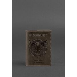 Придбати Шкіряна обкладинка для паспорта з американським гербом темно-коричнева, image , характеристики, відгуки