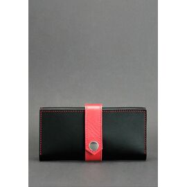 Купить Кожаный женский кошелек с застежкой черно-красный 1.0, фото , характеристики, отзывы