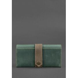 Придбати Шкіряне жіноче портмоне 3.0 зелене з коричневим, image , характеристики, відгуки