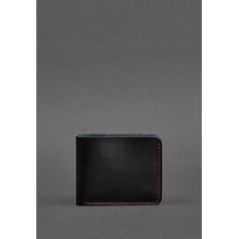 Придбати Чоловіче шкіряне портмоне 4.1 (4 кишені) чорне з червоною ниткою, image , характеристики, відгуки