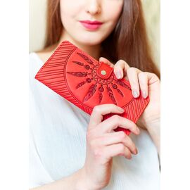 Купить Большой женский кошелек кожаный красный 7.0, фото , характеристики, отзывы