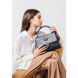 Придбати Жіноча шкіряна сумка Ester темно-синя вінтажна, image , характеристики, відгуки