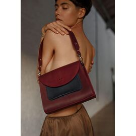 Придбати Жіноча шкіряна сумка Liv бордово-синя вінтажна, image , характеристики, відгуки