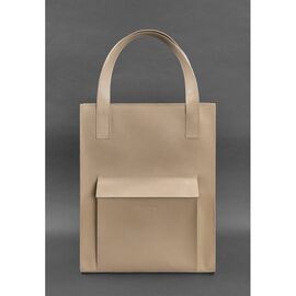 Купить - Кожаная женская сумка шоппер Бэтси с карманом светло-бежевая Краст, фото , характеристики, отзывы