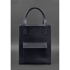 Купить - Кожаная женская сумка шоппер Бэтси с карманом синяя, фото , характеристики, отзывы
