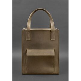 Купить - Кожаная женская сумка шоппер Бэтси с карманом темно-коричневая, фото , характеристики, отзывы