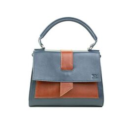 Придбати Жіноча шкіряна сумка Ester блакитно-коричнева, image , характеристики, відгуки