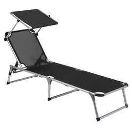 Купить - Ліжко розкладне Bo-Camp Sun Lounger With Sunscreen 5 Positions Black (1304460), фото , характеристики, отзывы