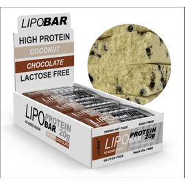 Придбати Протеїновий батончик Lipobar - 20x50g Coconut With Chocolate Crisps ( Кокос з шоколадними чіпсами ), image , характеристики, відгуки