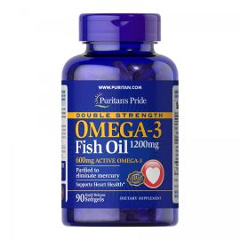 Купить Омега-3 (Double Strength Omega-3 Fish Oil 1200mg/600mg Omega-3 )- 90 sgels - Puritans Pride, фото , характеристики, отзывы